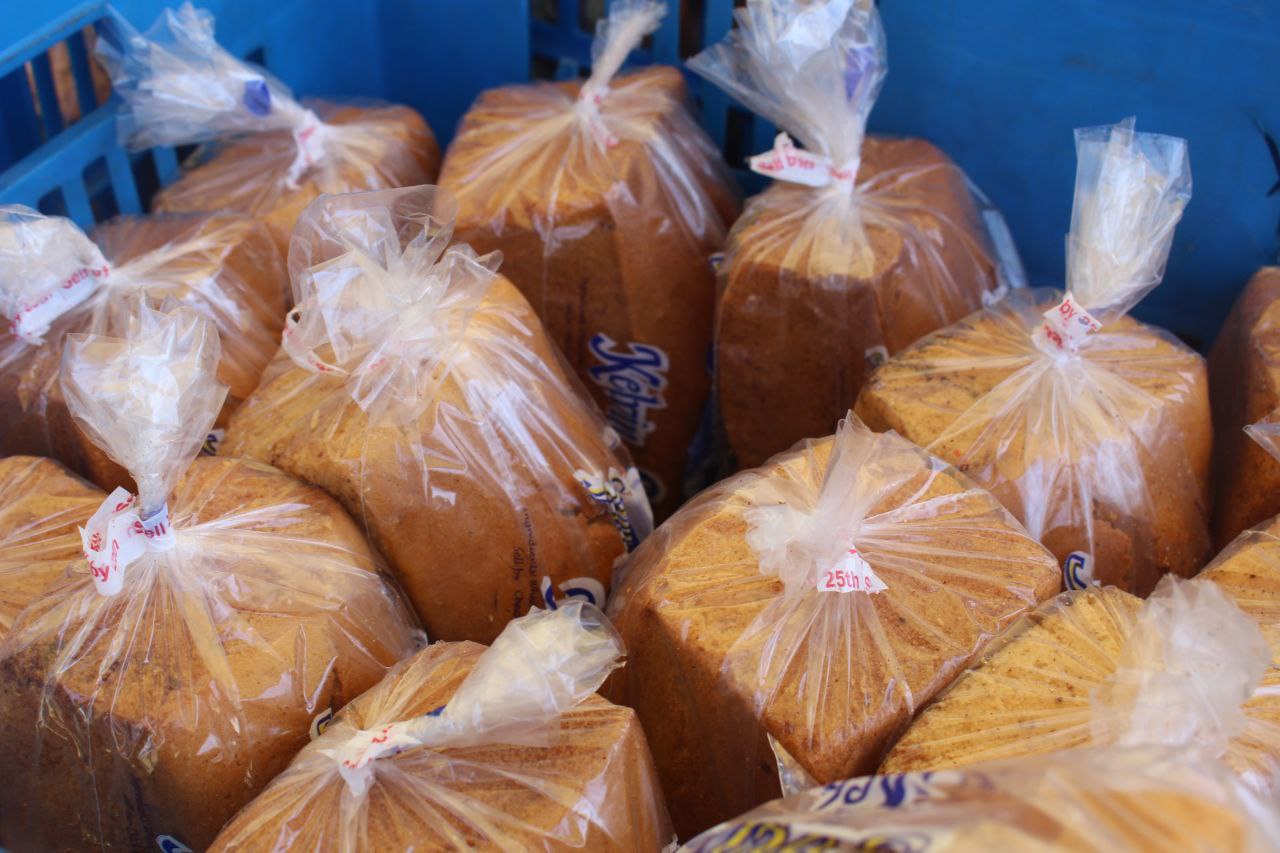 Fresh loaves in crates