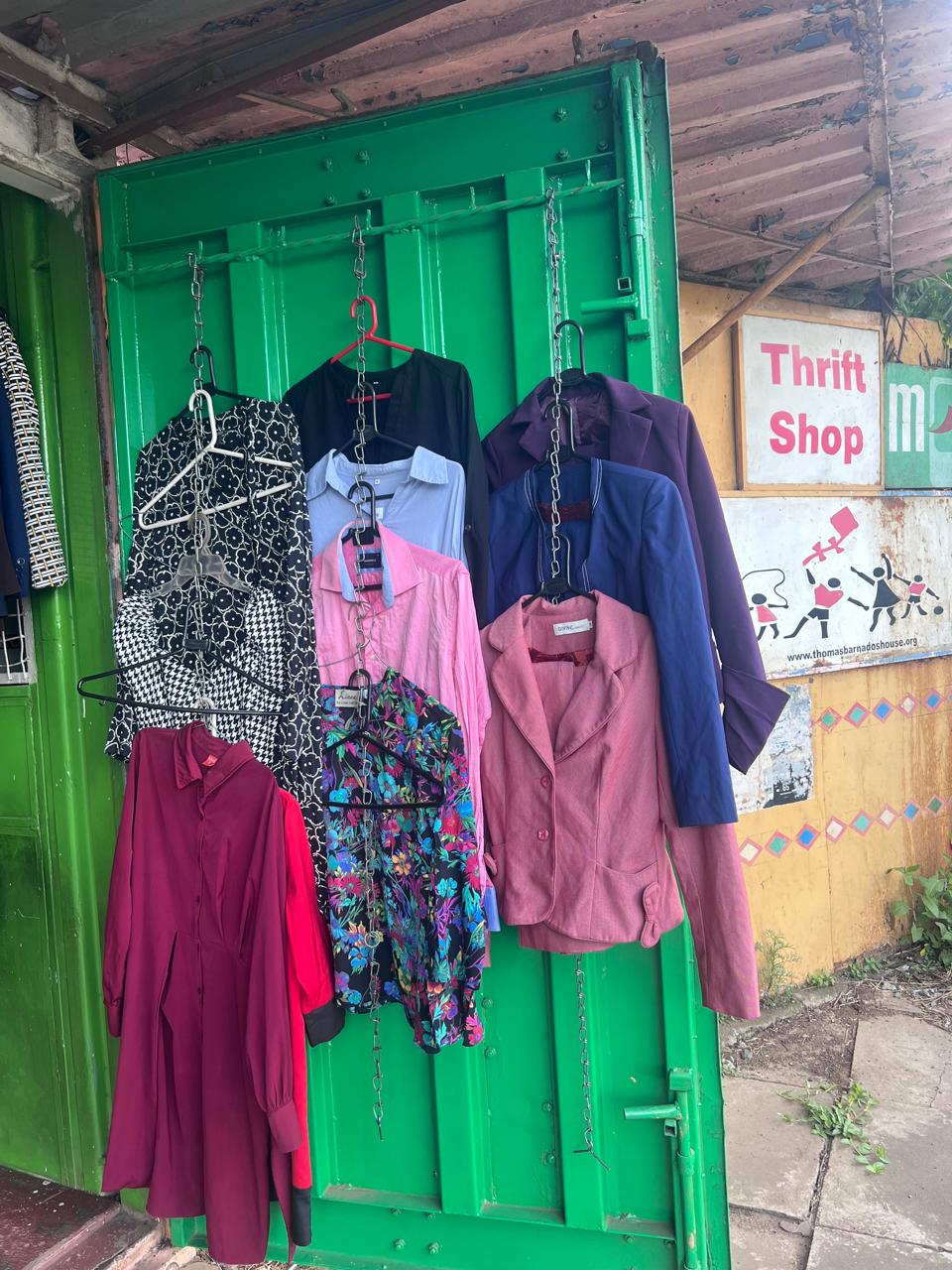 Clothing display outside the KCH Thrift Shop